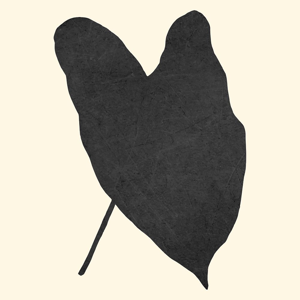 Vintage black caladium rosebud leaf vector illustration sticker