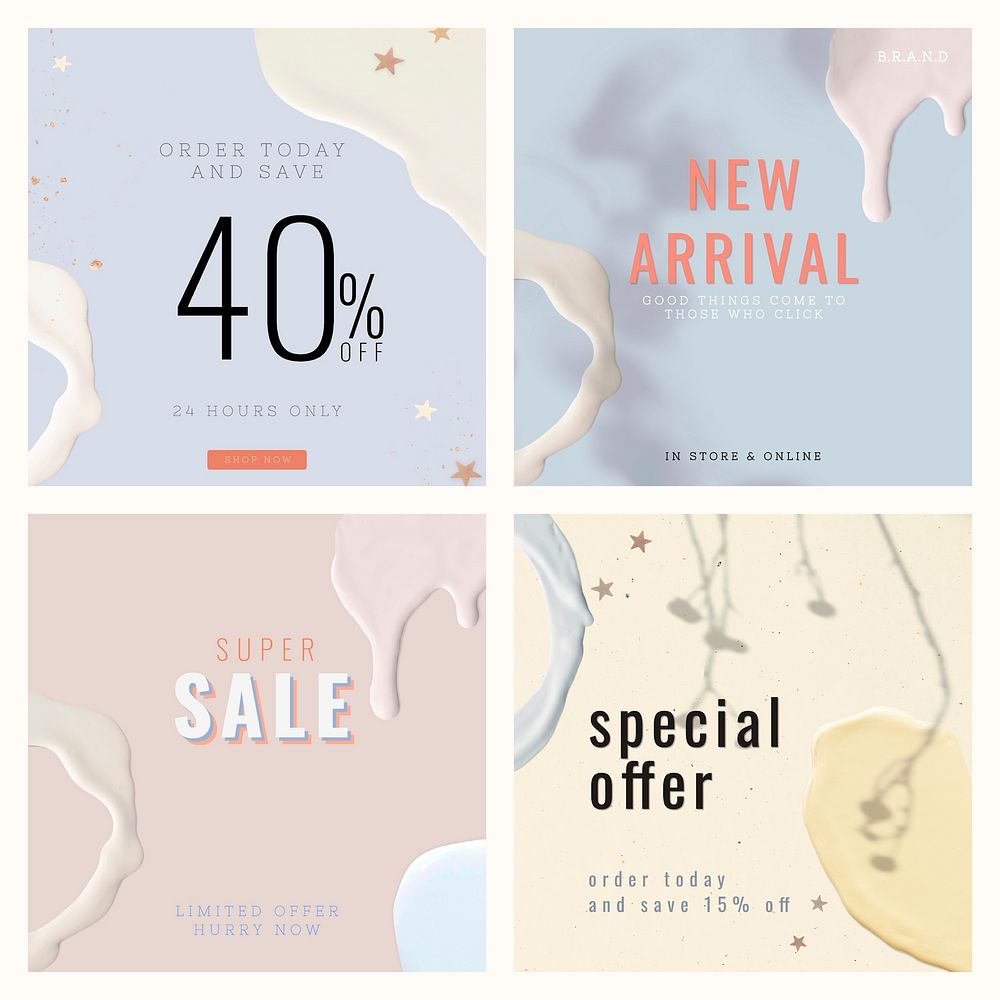 Fashion sale pastel template collection vector