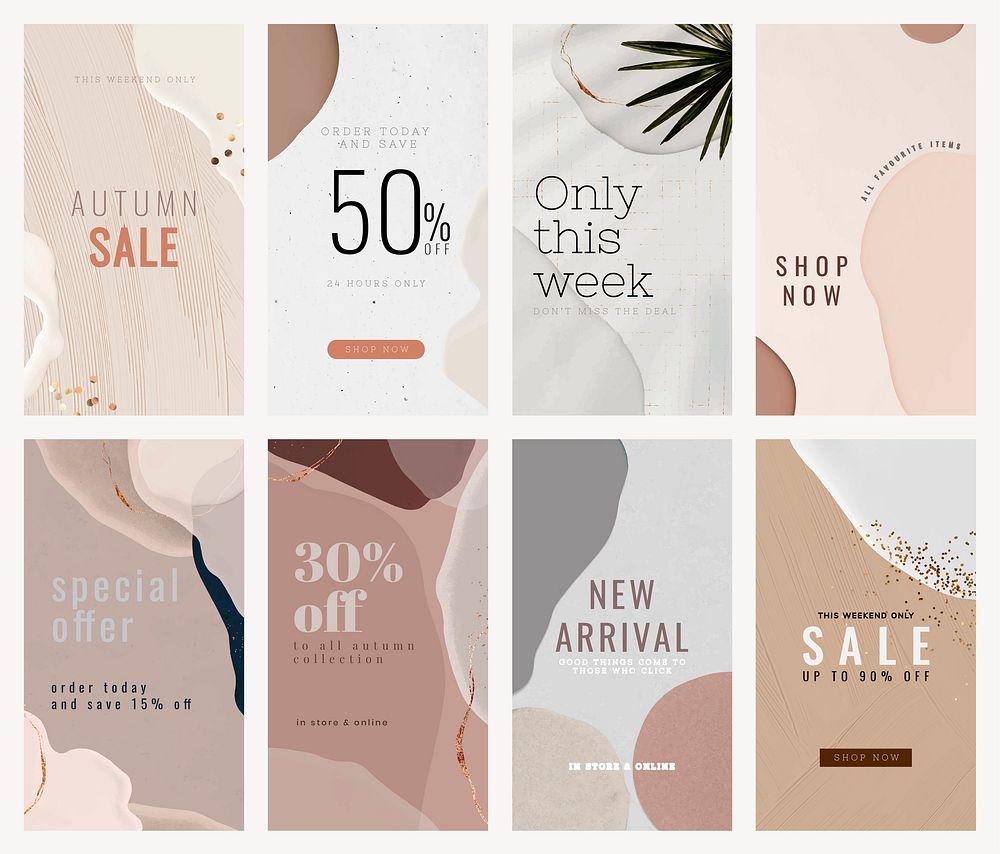 Sale Instagram story template vector abstract style set