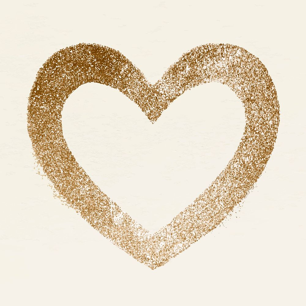 Gold sparkle vector heart icon