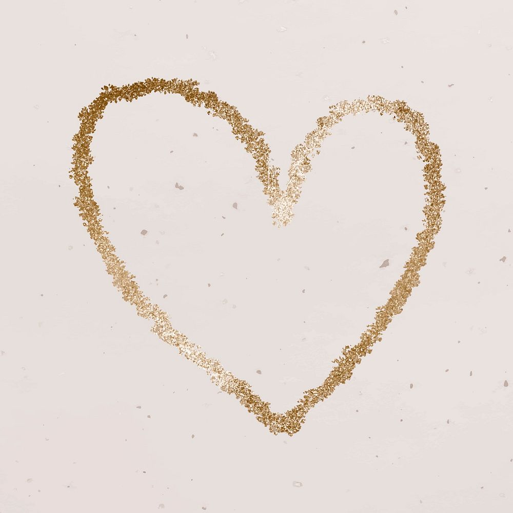 Glittery gold heart vector icon