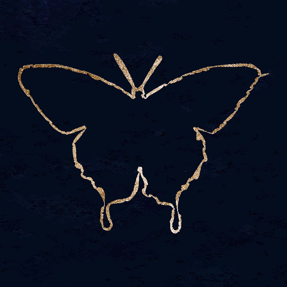 Glittery gold butterfly icon vector