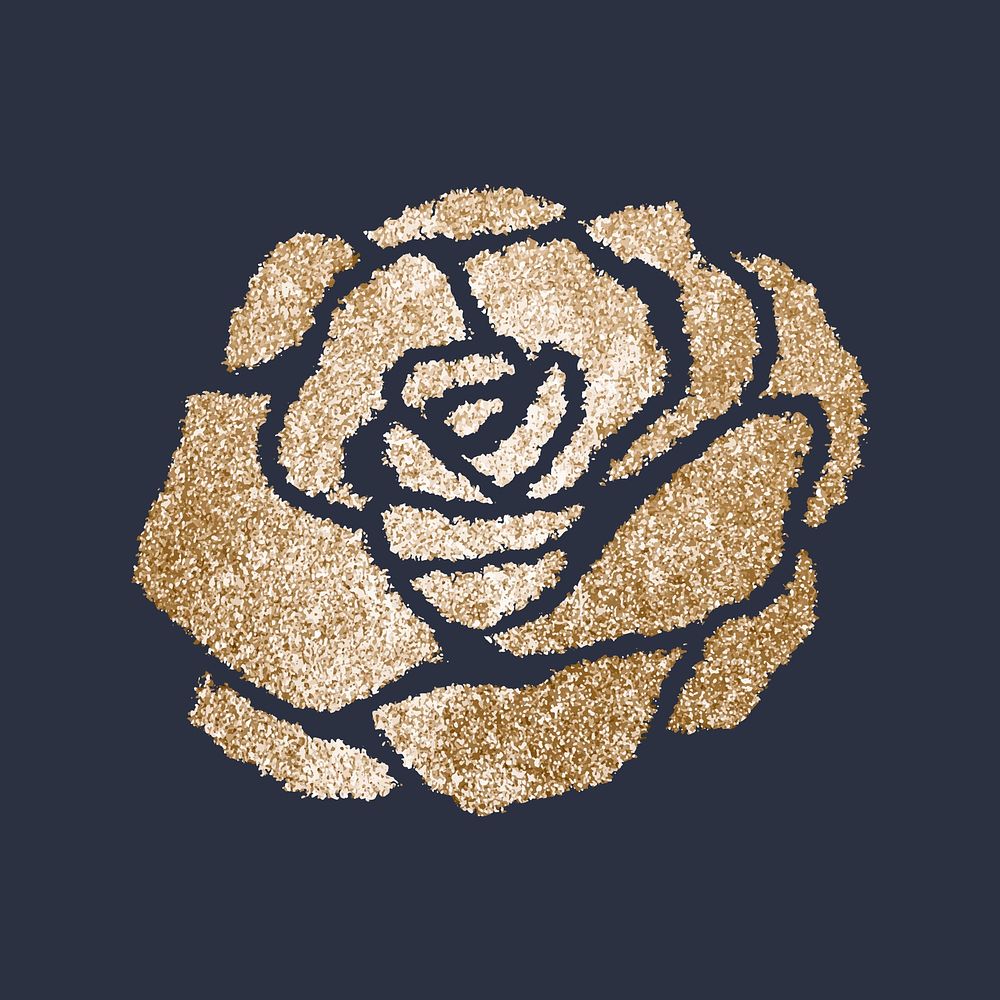 Sparkly gold rose vector icon