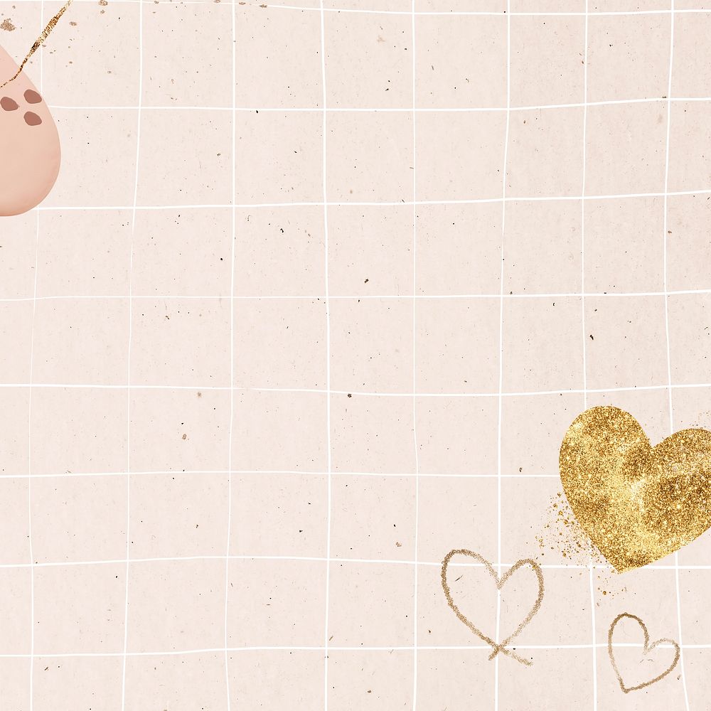 Gold heart shimmering grid background 