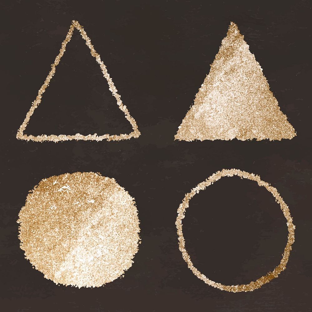 Glittery vector triangle and round badge set