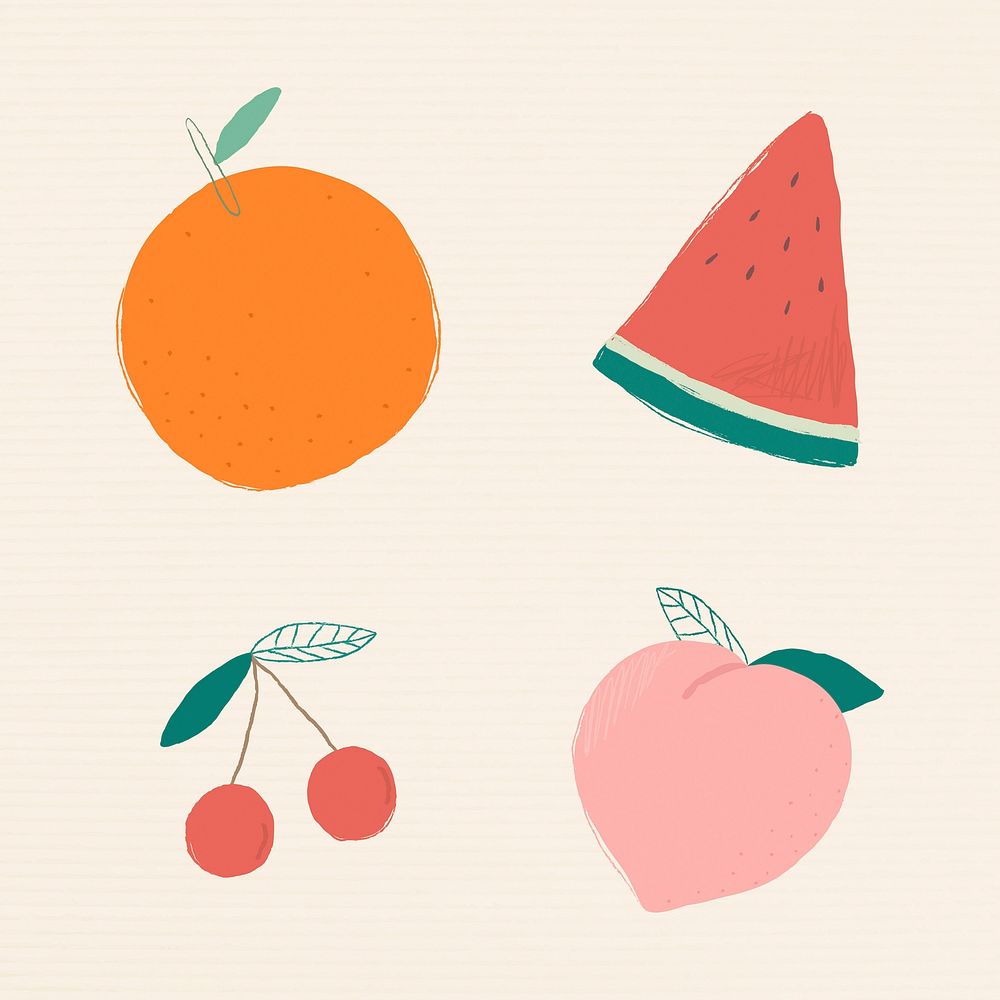 Vector colorful fruit illustration set