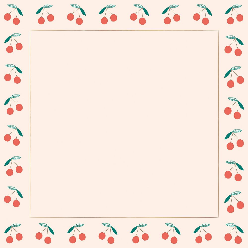 Vector cherry border beige background frame