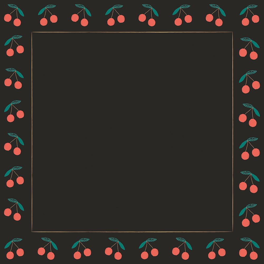 Vector cherry border black background frame