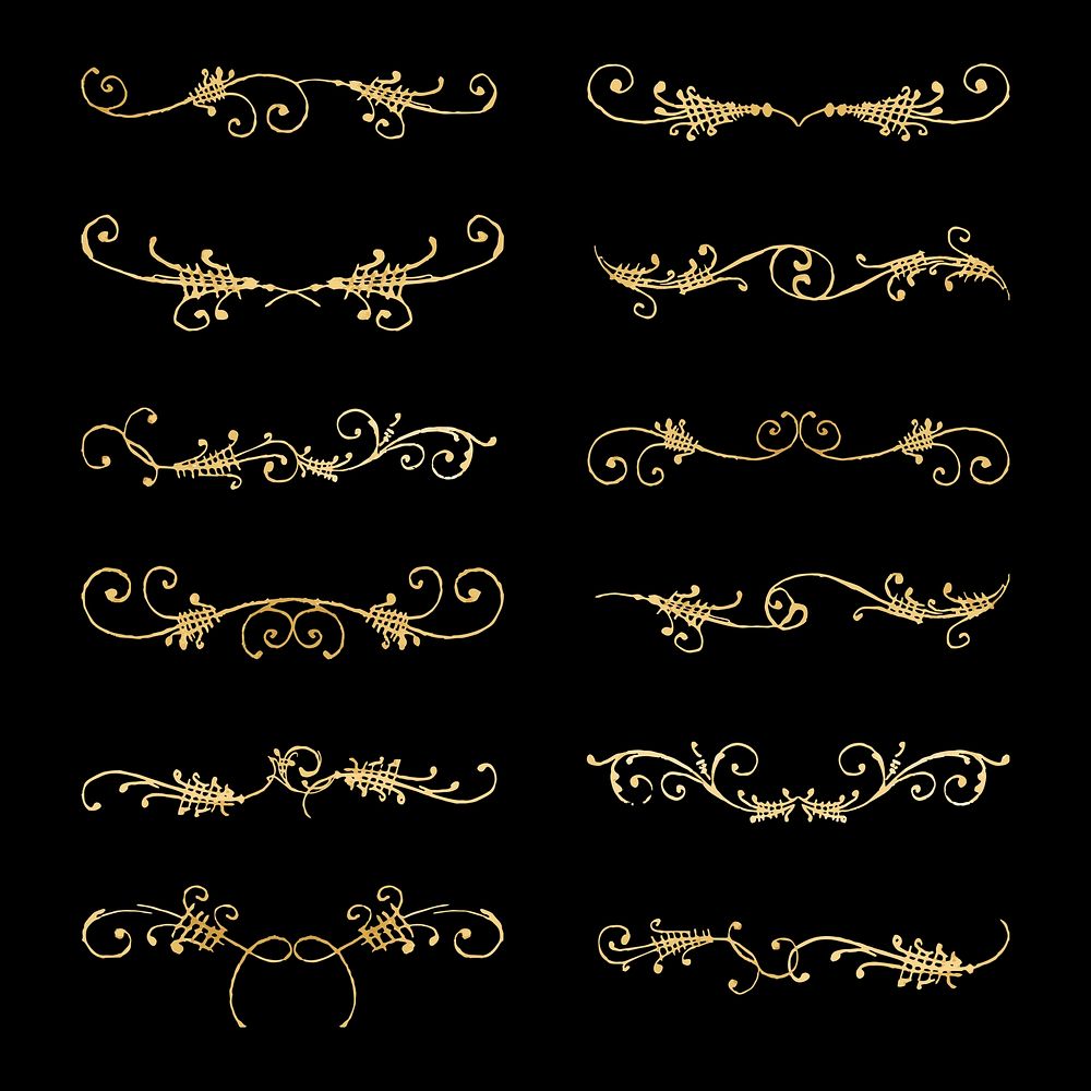 Vector gold vintage divider set, remix from The Model Book of Calligraphy Joris Hoefnagel and Georg Bocskay