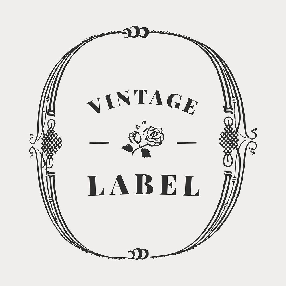 Black vintage label vector ornamental badge