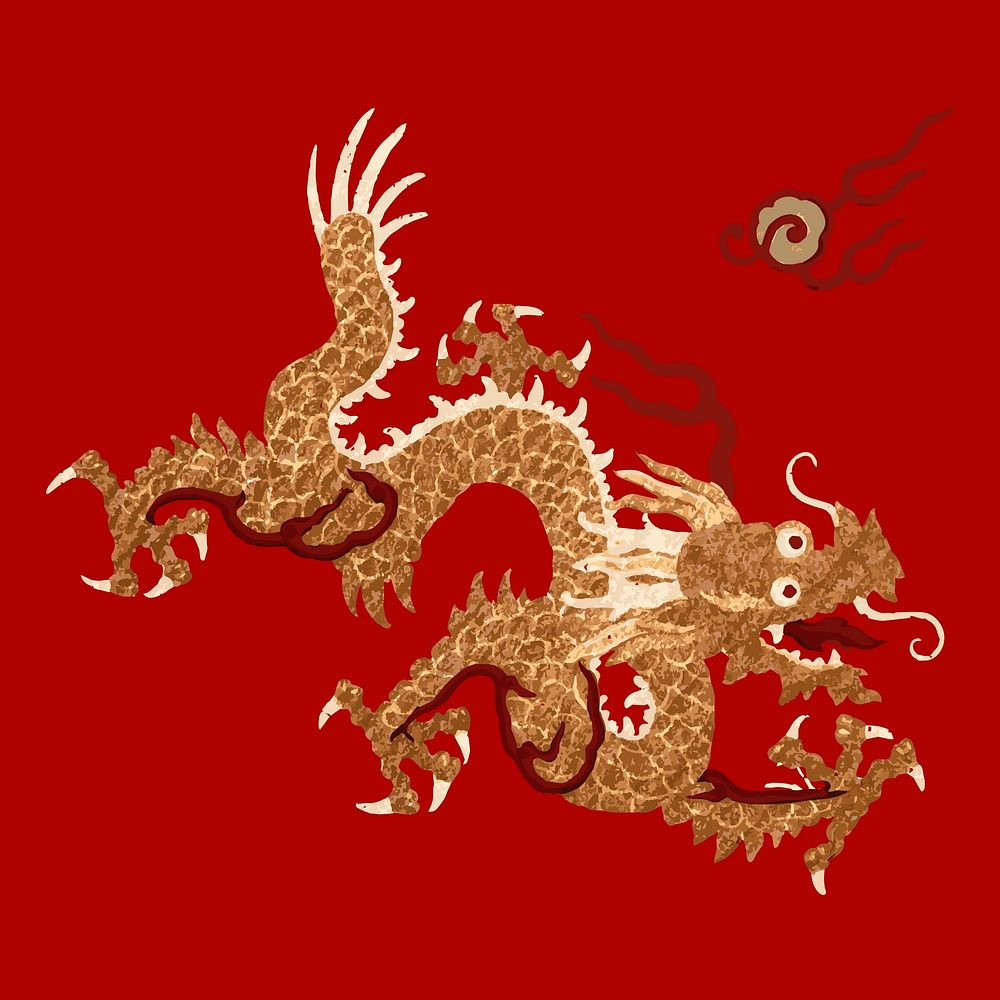 Dragon vector gold oriental Chinese art clipart