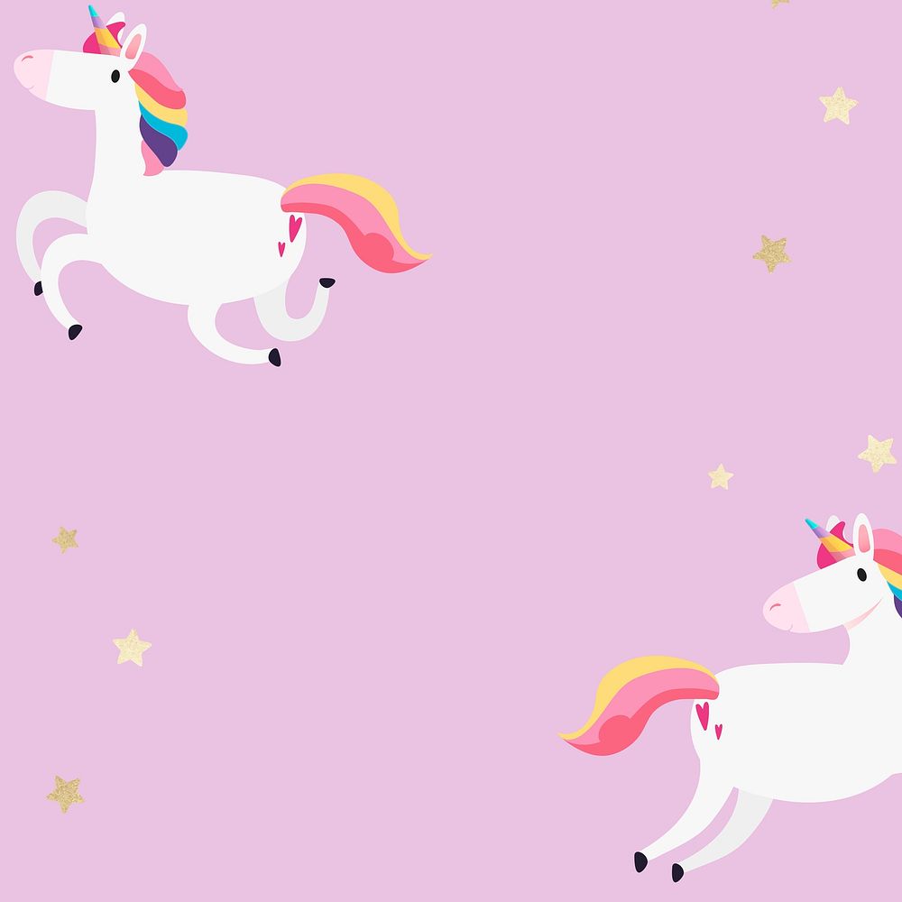 Vector colorful unicorn cartoon pink background pattern