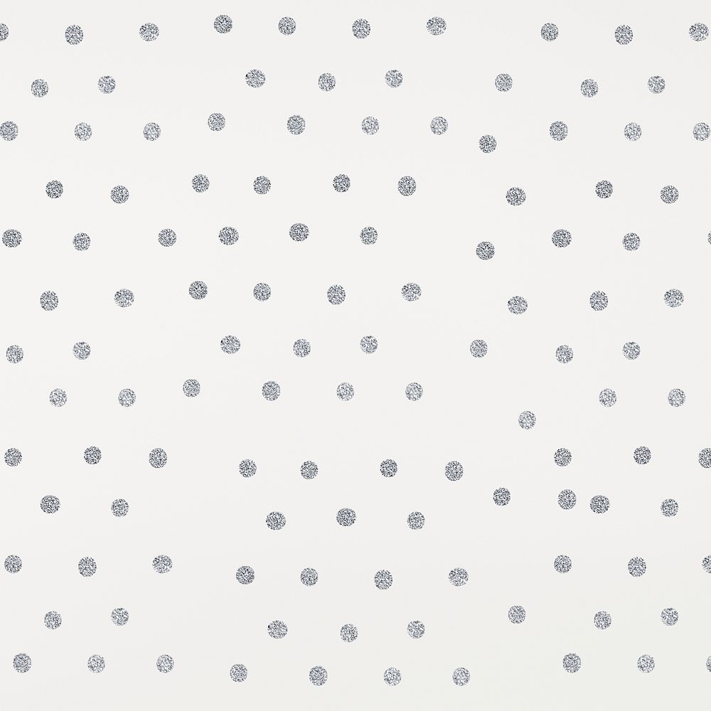 Glittery silver polka dot on off white background
