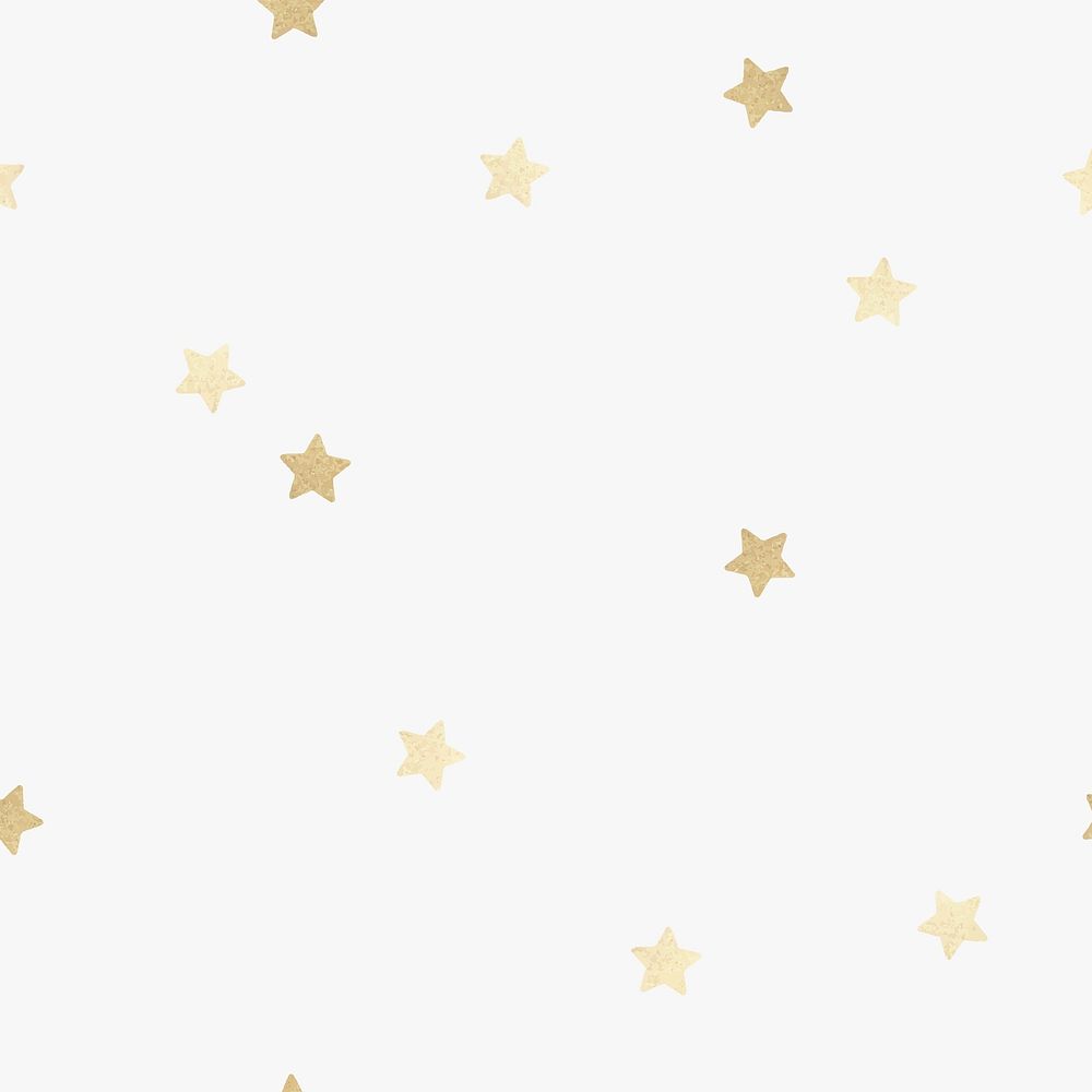 Golden vector metallic stars pattern on off white background