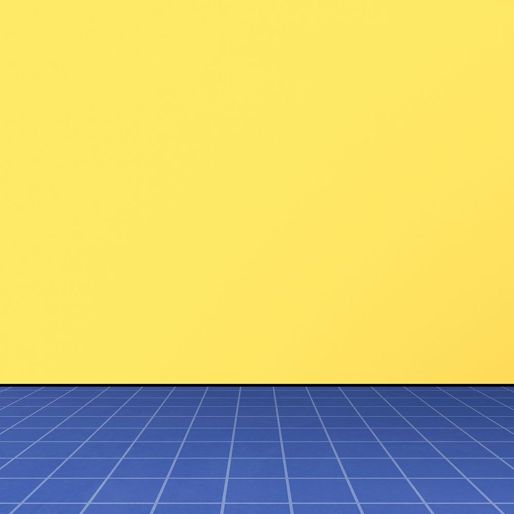 Blue grid on yellow background aesthetic