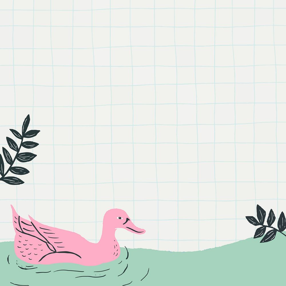 Vintage swan pattern frame vector grid background