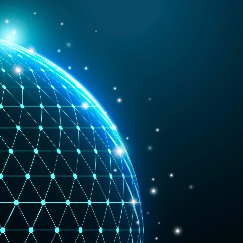 Blue globe digital grid vector technology business background