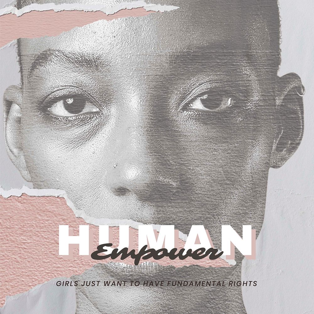 'Human Empower' vector woman portrait for human rights social media poster