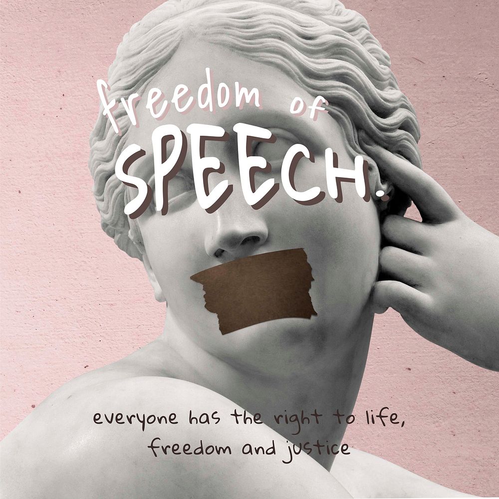 Freedom of speech vector human rights campaign pink social media post