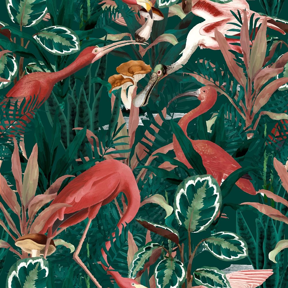 Flamingo seamless pattern vector background