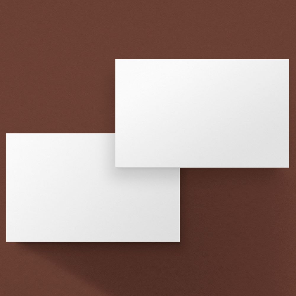 Blank white business card in front and rear view