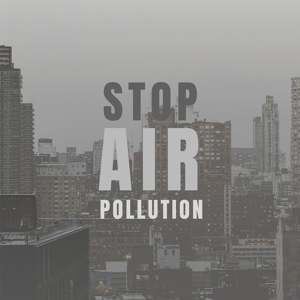 Air polluted city vector template in monotone landscape