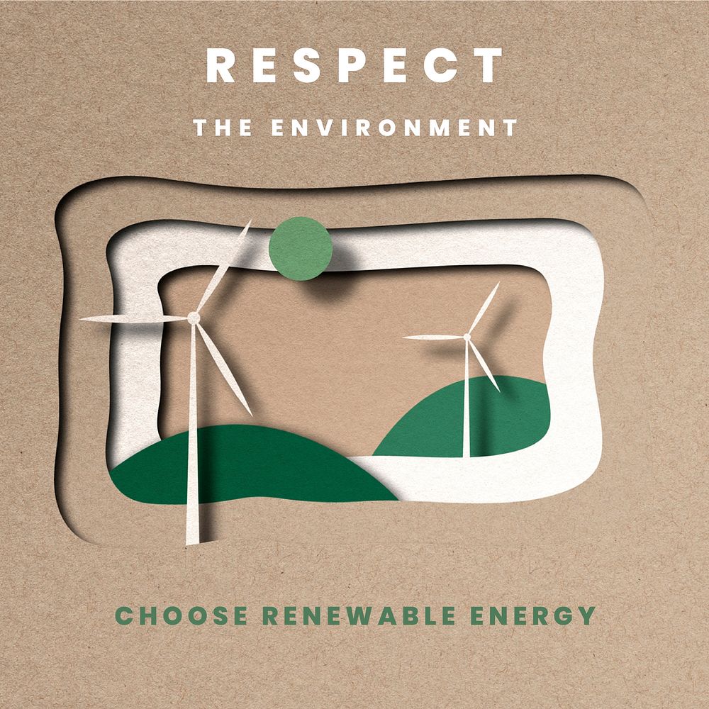Respect the environment template vector wind farm non-toxic ecosystem social media post