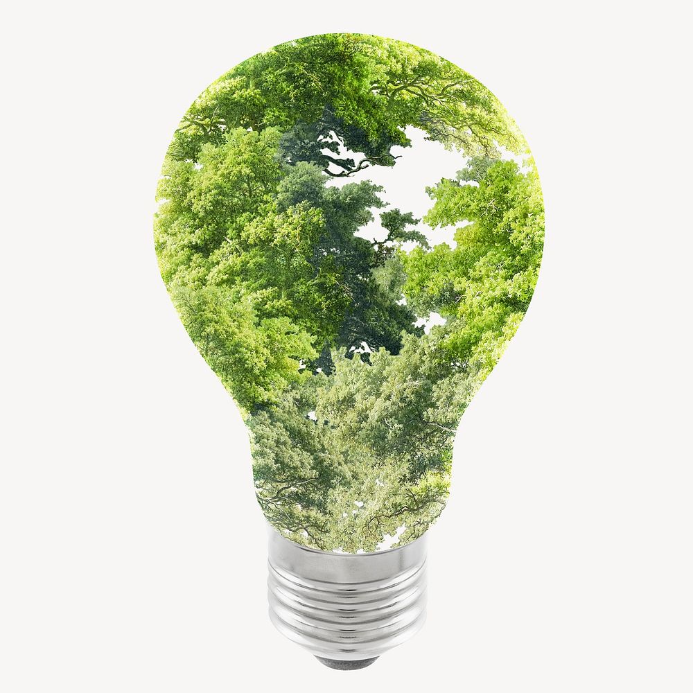 Tree light bulb sticker, environment isolated image psd