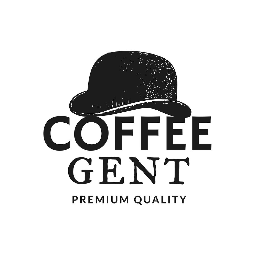 Coffee shop logo vector business corporate identity with text and retro bowler hat