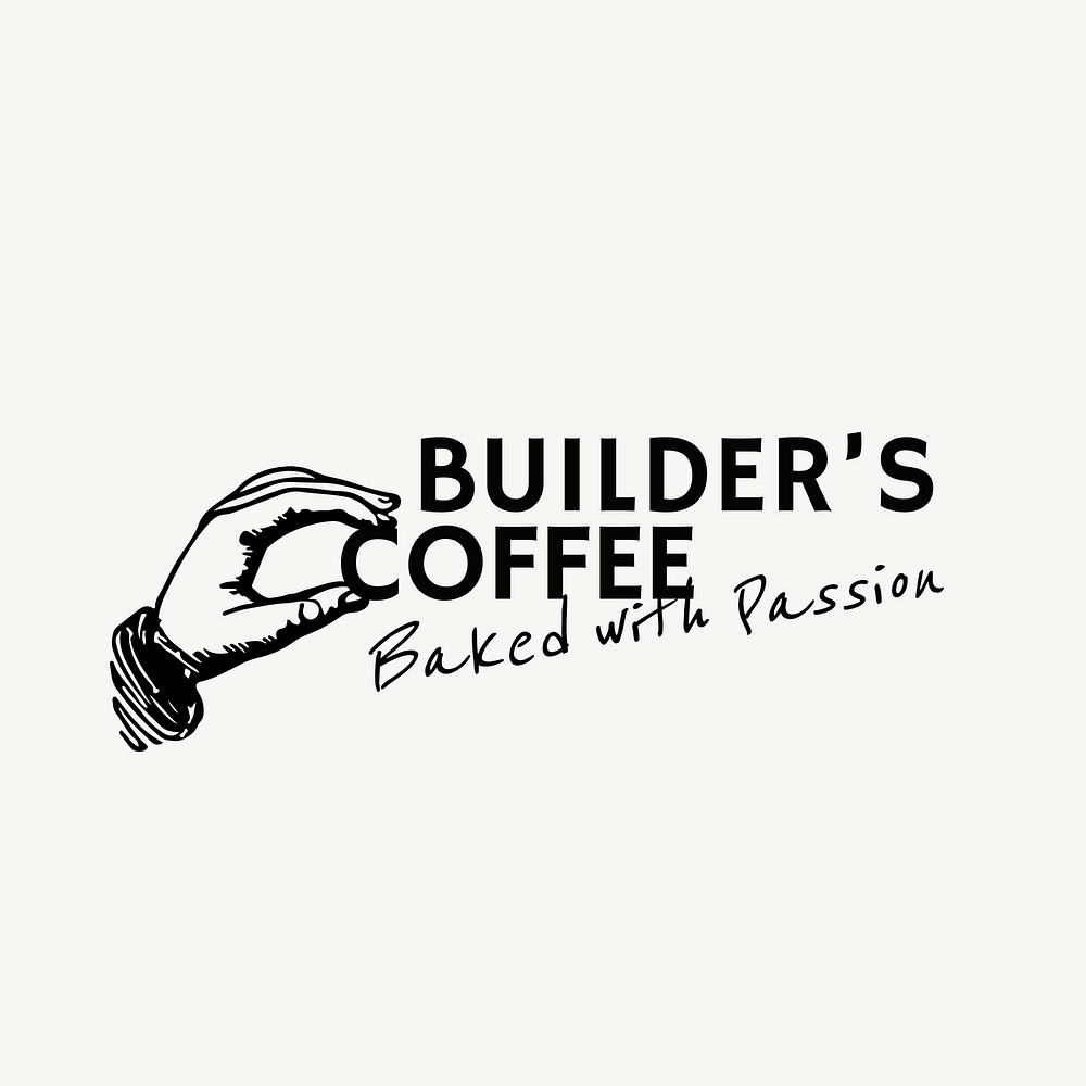 Coffee shop logo vector business corporate identity with text and hand