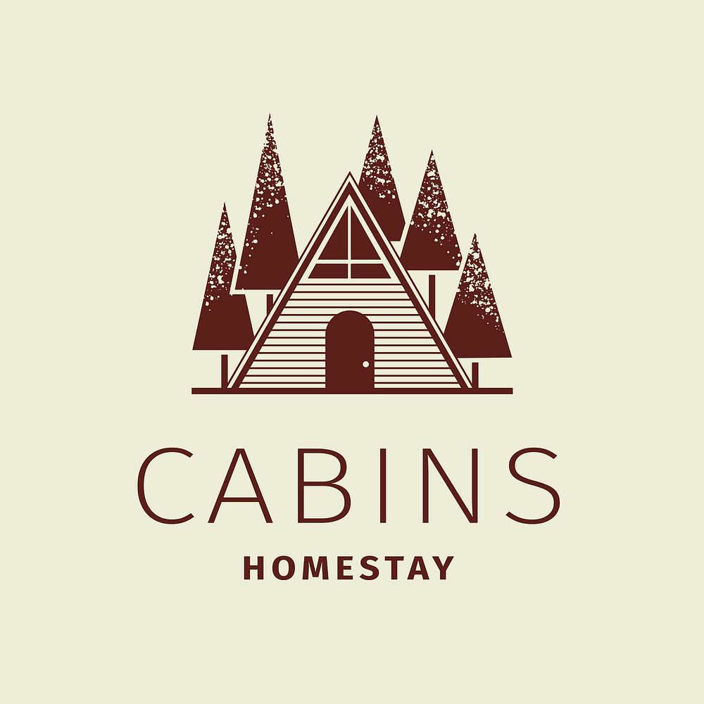 Editable hotel logo vector business corporate identity with cabins homestay text