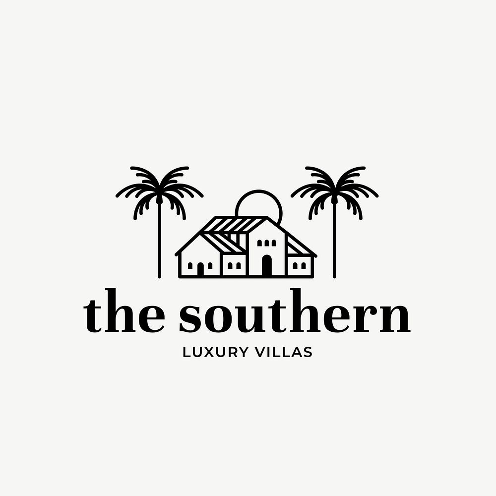 Editable hotel logo vector business corporate identity with the southern luxury villas text