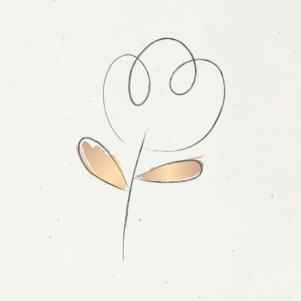 Minimal doodle flower vector on beige background 