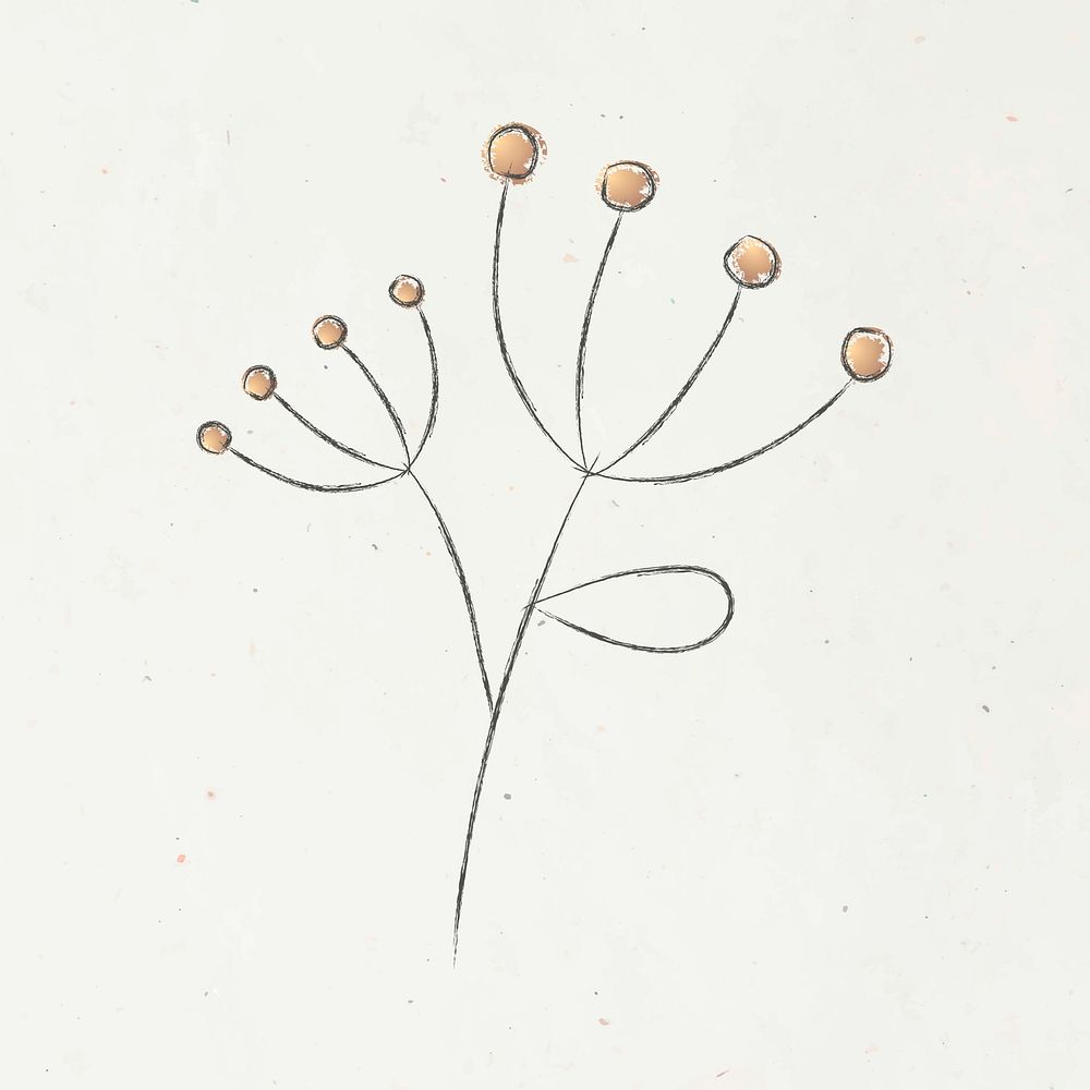 Aesthetic doodle flower vector on beige background