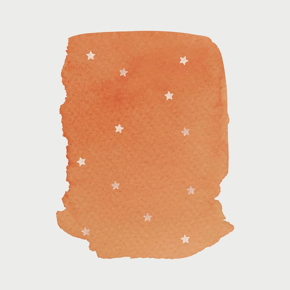 Orange watercolor brush stroke vector on paper texture background