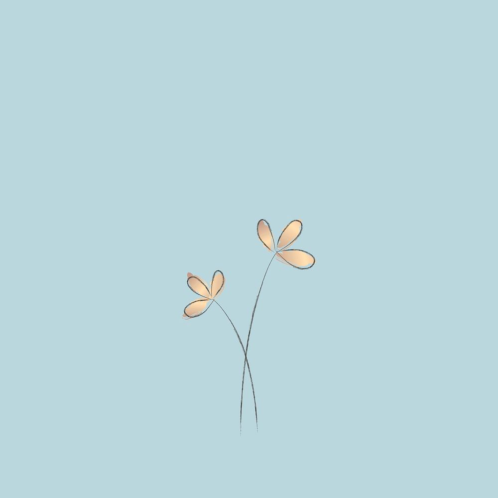 Doodle flower vector with blue background