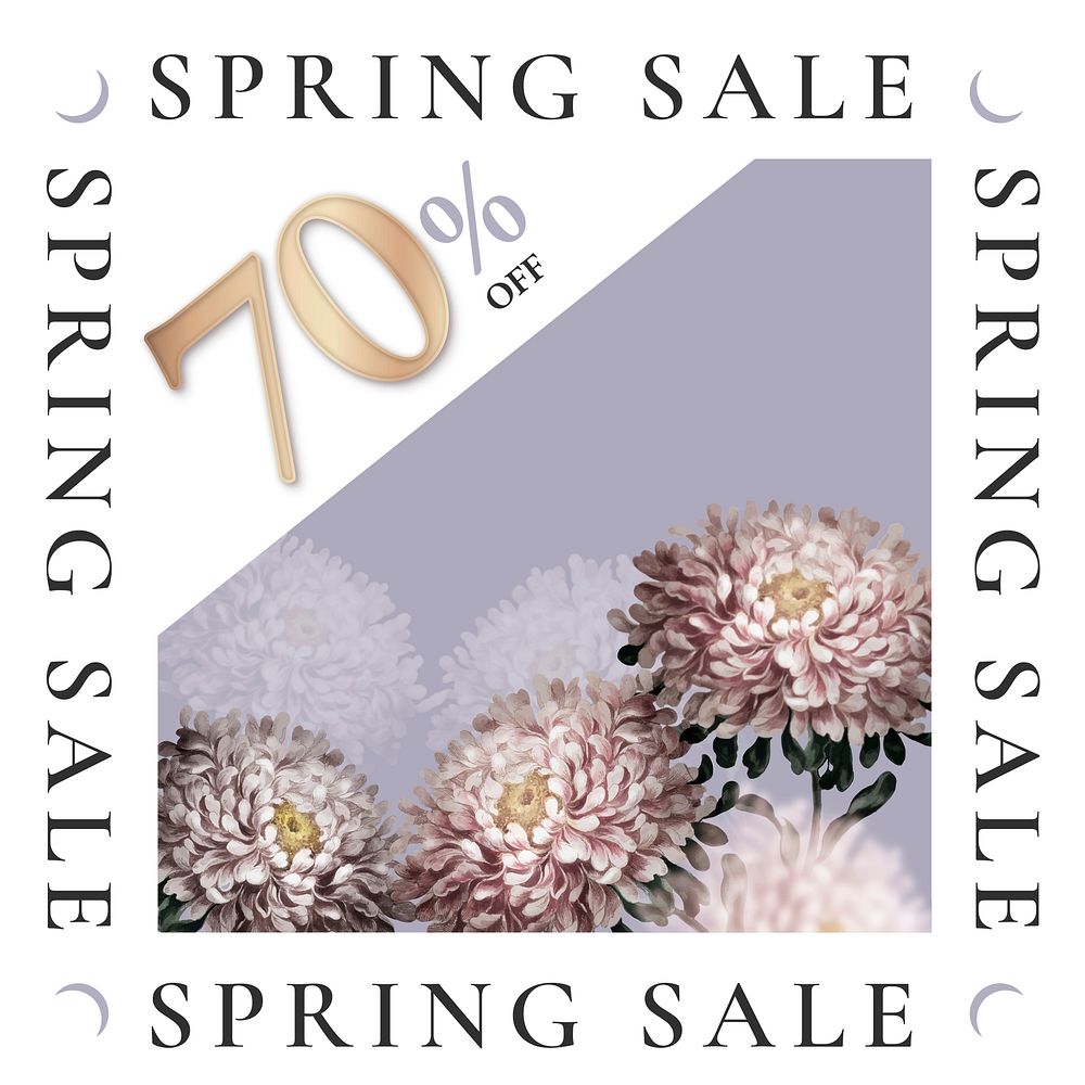 Spring sale template vector for social media ad
