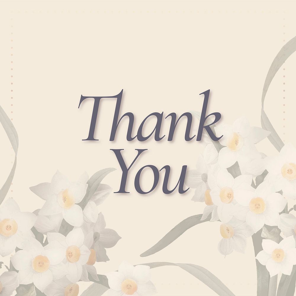 Editable spring template vector with thank you text