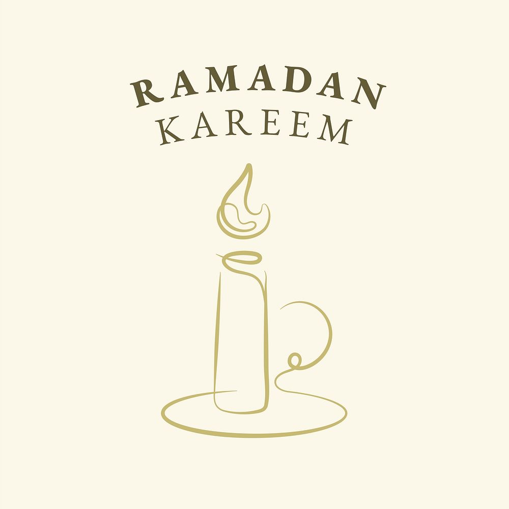 Islamic logo vector with doodle handheld candle holder