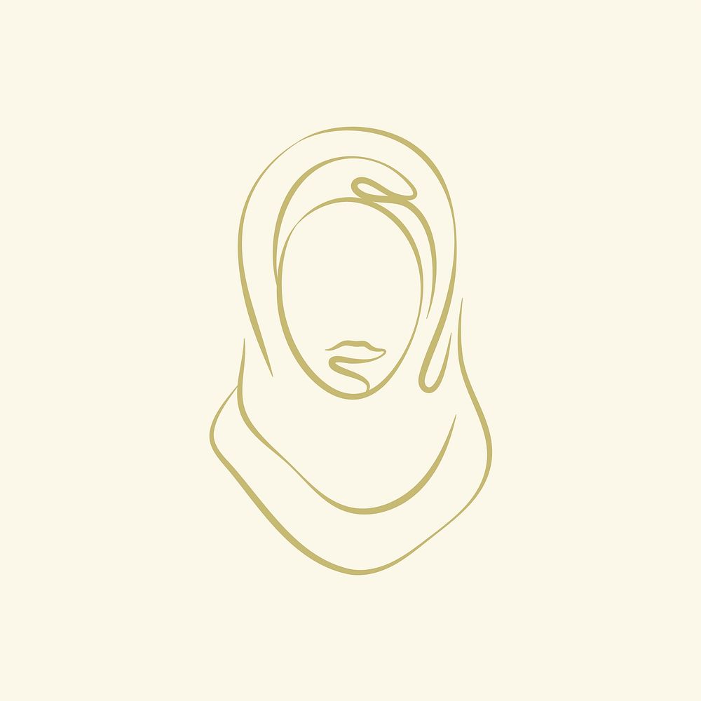 Muslim woman icon vector in doodle style
