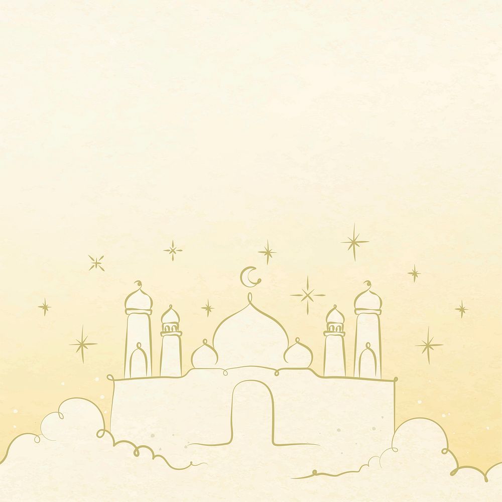 Yellow background vector with Islamic architecture