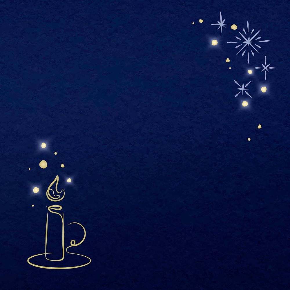 Blue background vector with handheld candle holder border
