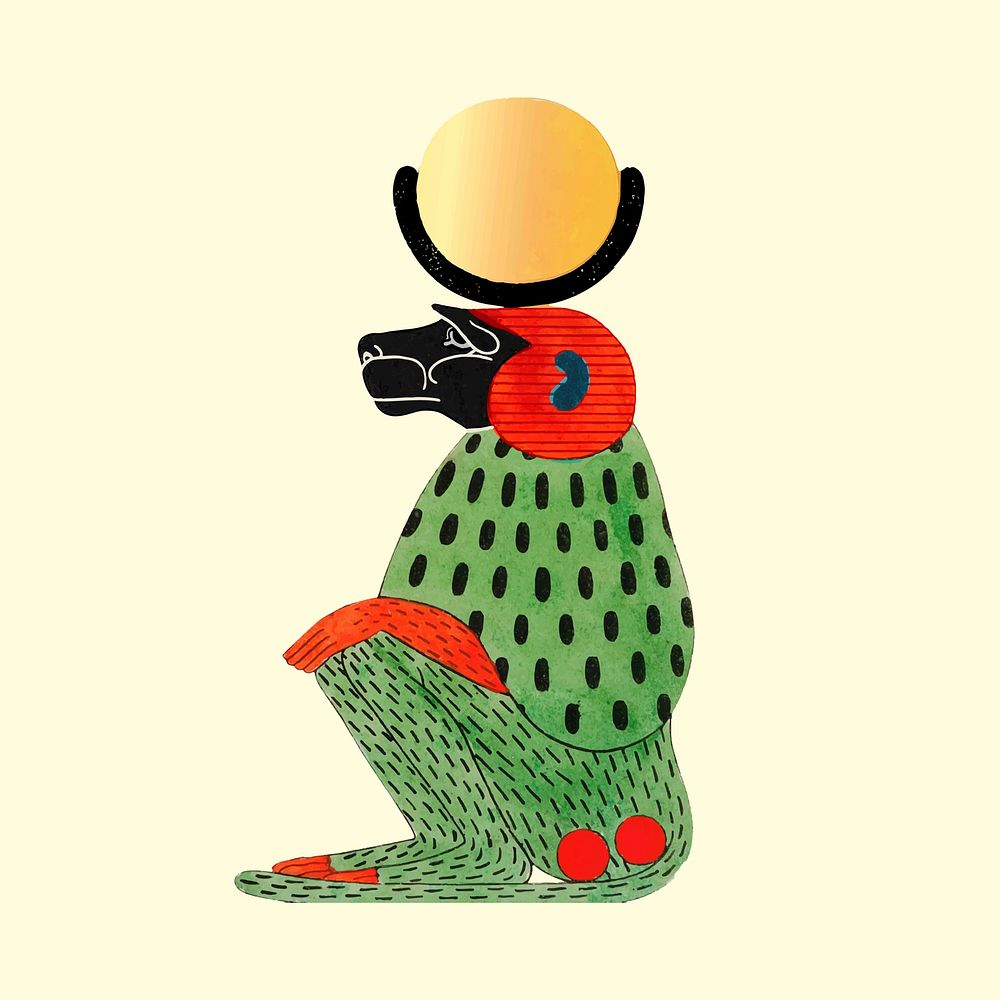 Egyptian Babi baboon god vector illustration, remixed from public domain artworks
