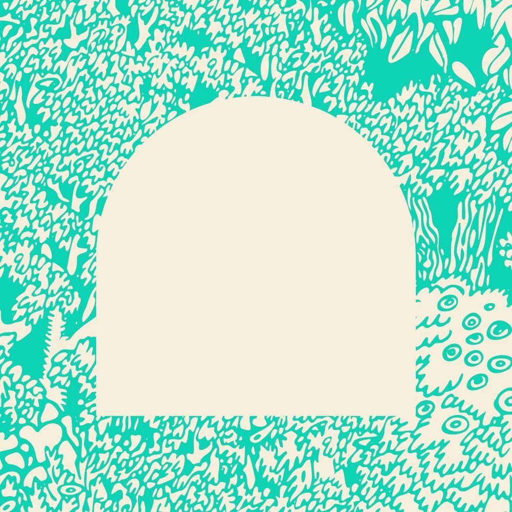 Green arch frame vector on beige background, remixed from artworks by Moriz Jung