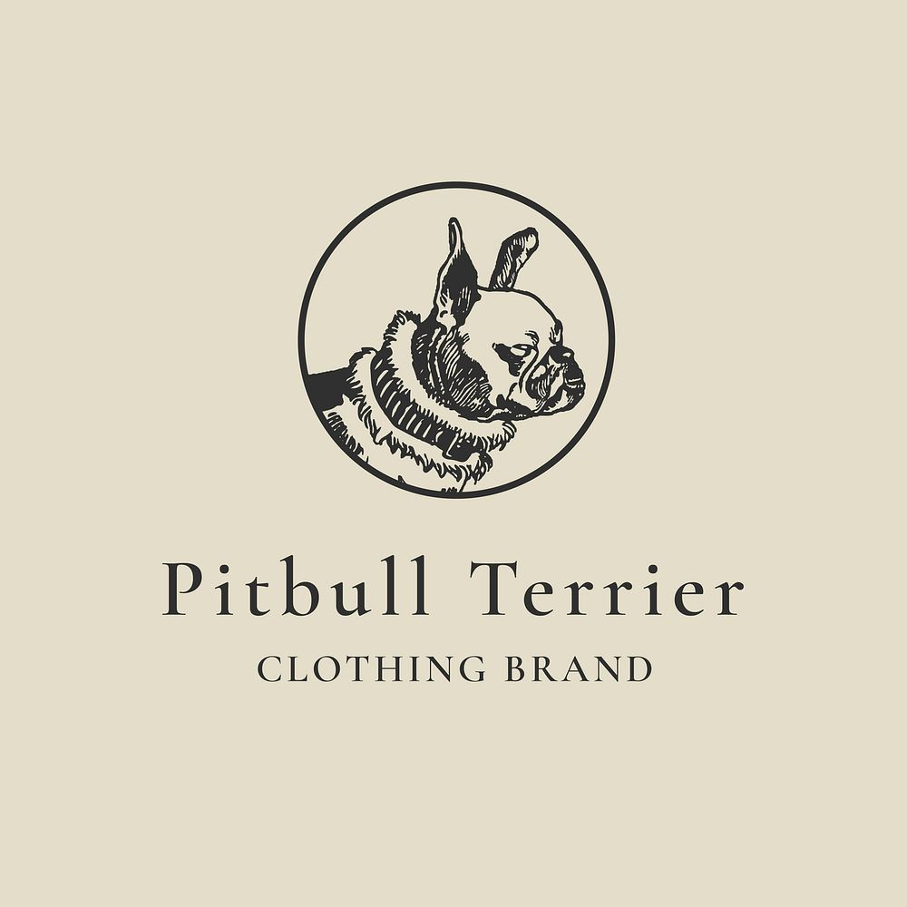 Boutique business logo template vector with dog pitbull terrier, remixed from artworks by Moriz Jung