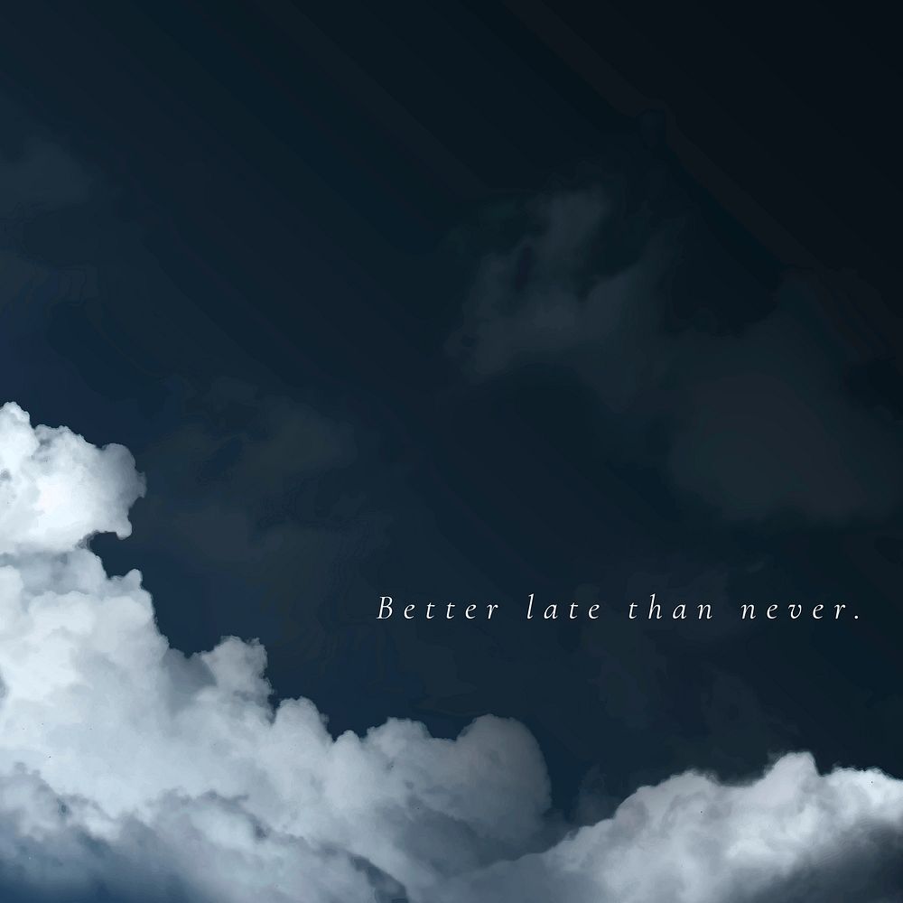 Dark sky and clouds vector social media post template with motivation quote