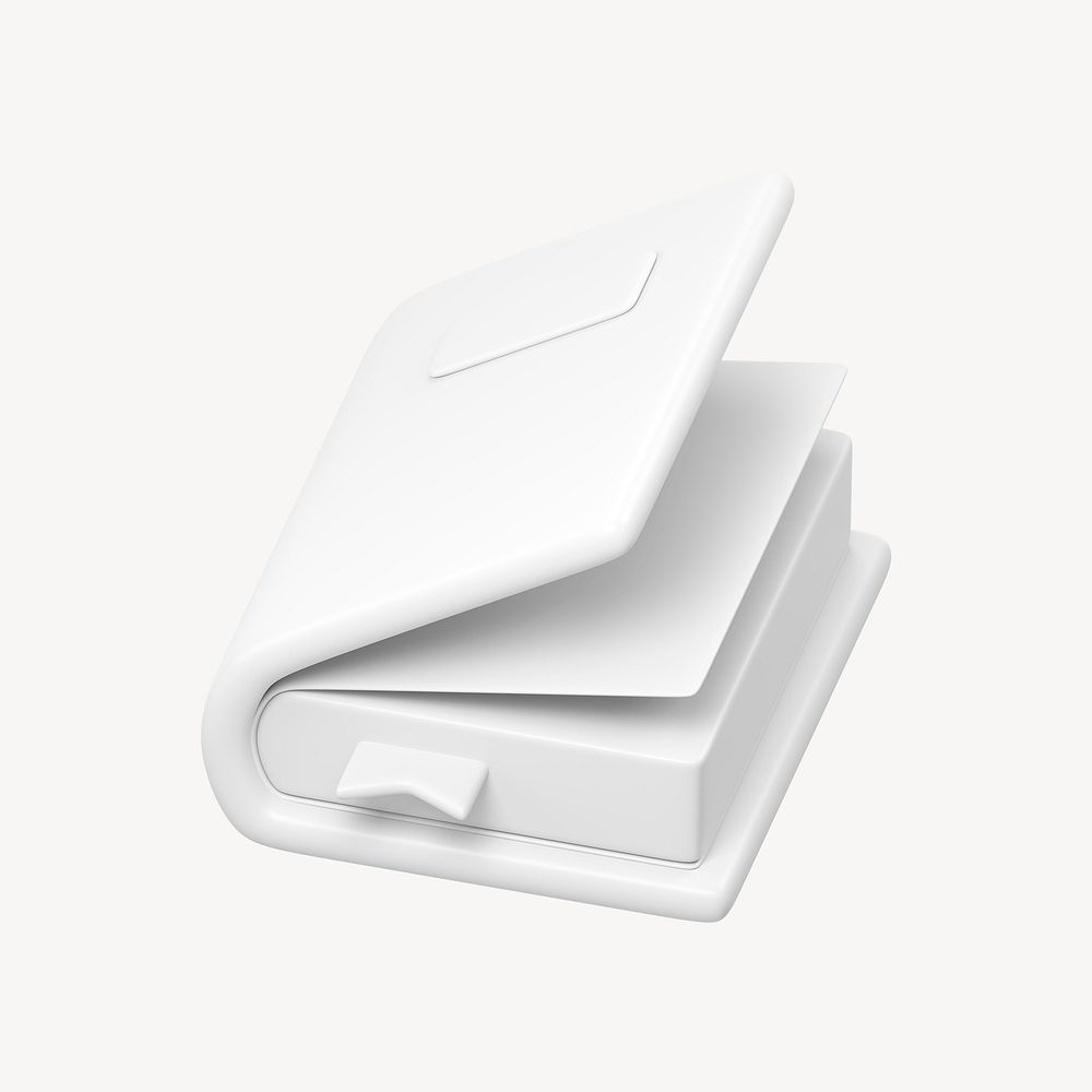 White book, education 3D icon sticker psd