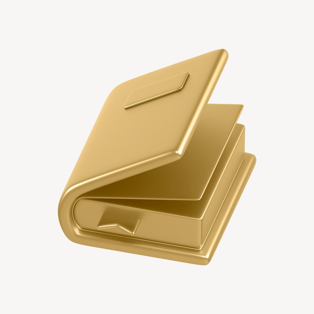 Gold book, education 3D icon sticker psd