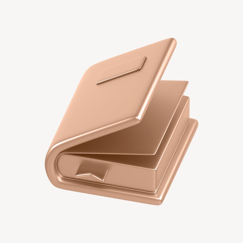Rose gold book, education icon, 3D rendering illustration