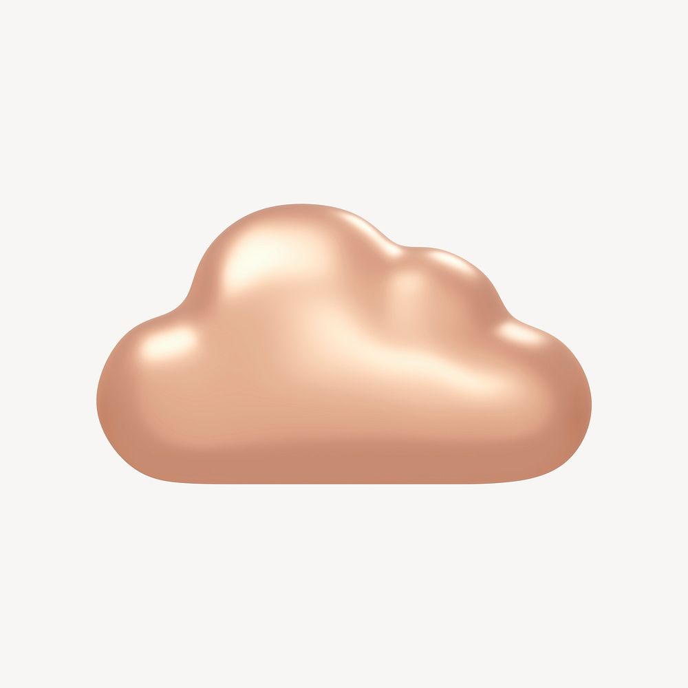 Rose gold, cloud storage 3D icon sticker psd
